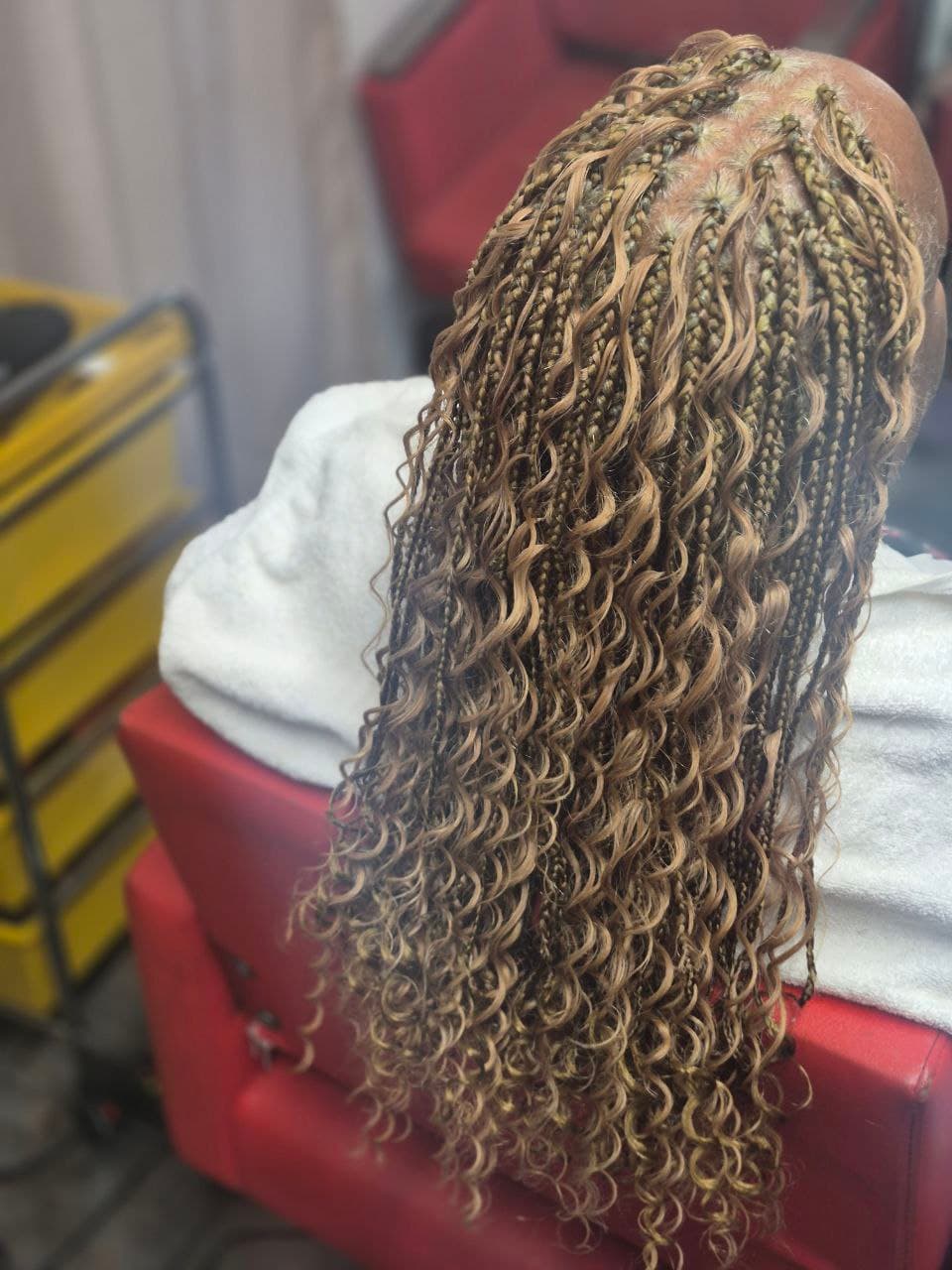 Boho Box Braids hairstyle in Tucson - Female Braids by Milly's FAB