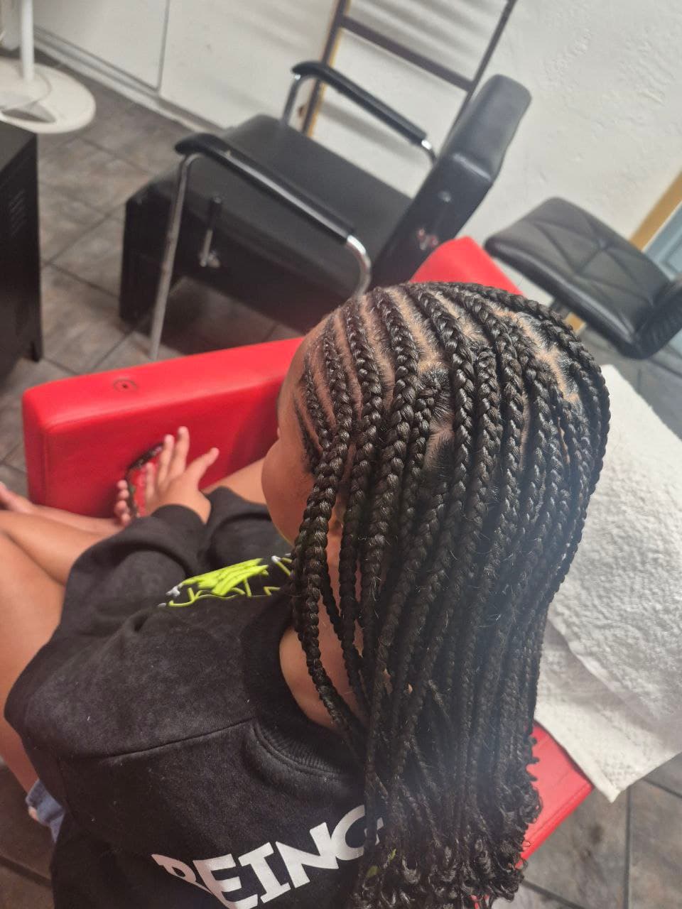 Cornrows & Box Braids protective style - Tucson hair braiding by Milly's FAB