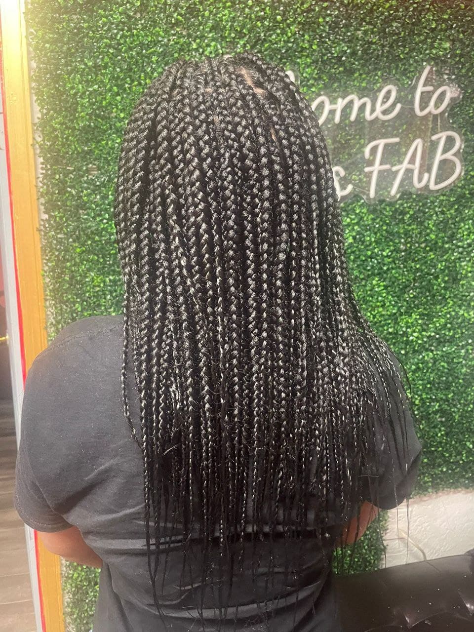 Medium Box Braids on natural hair - Milly's FAB Tucson salon