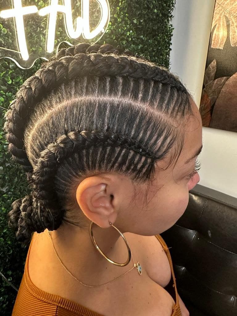 French Braids on natural hair - Milly's FAB Tucson salon