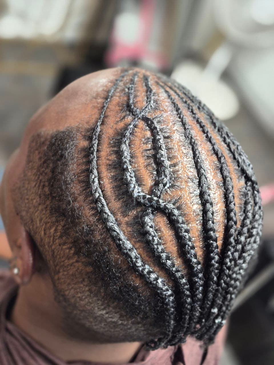 Professional male regular cornrows for natural hair in Tucson AZ