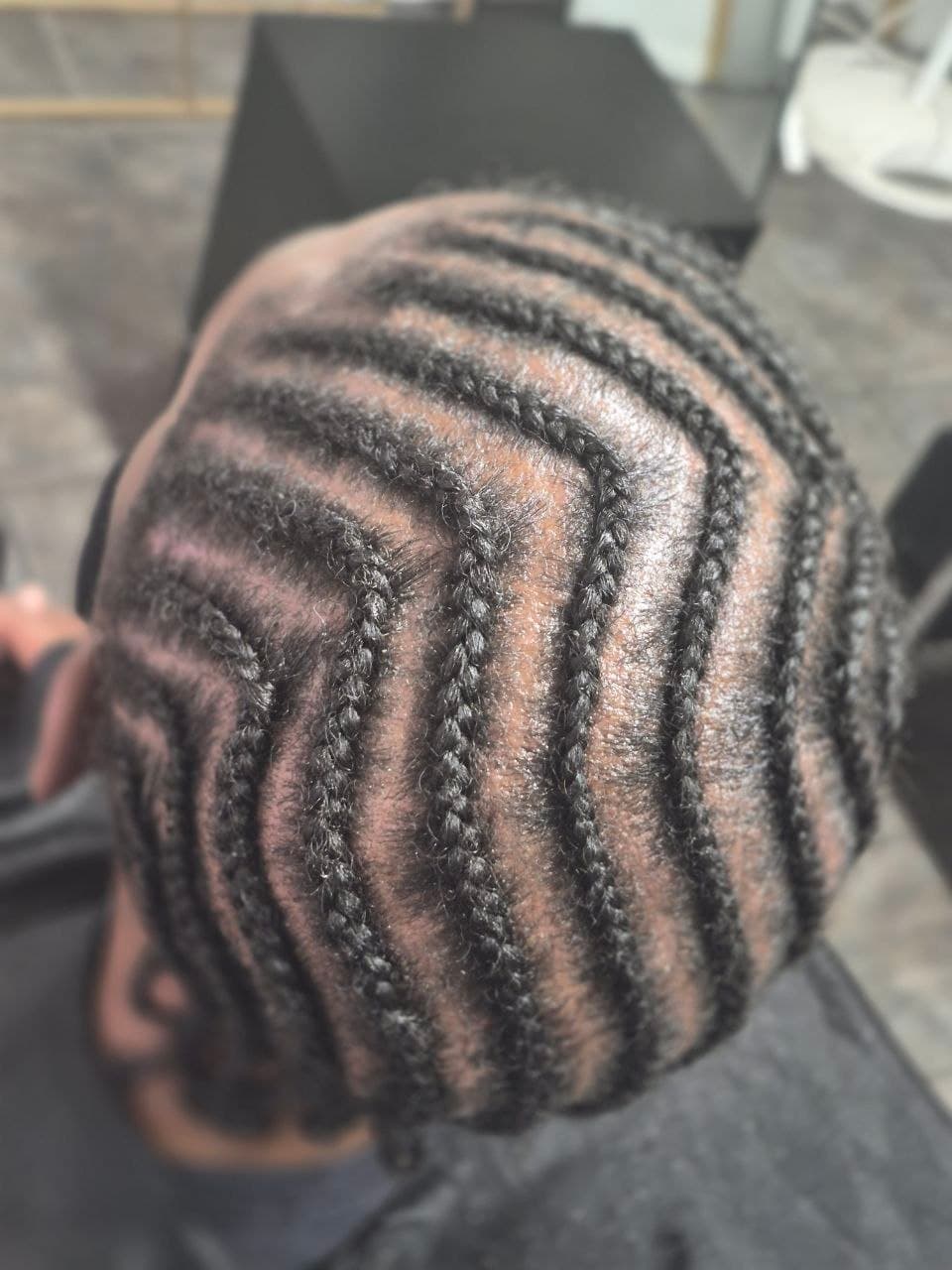 Male Regular Cornrows protective style - Tucson hair braiding by Milly's FAB