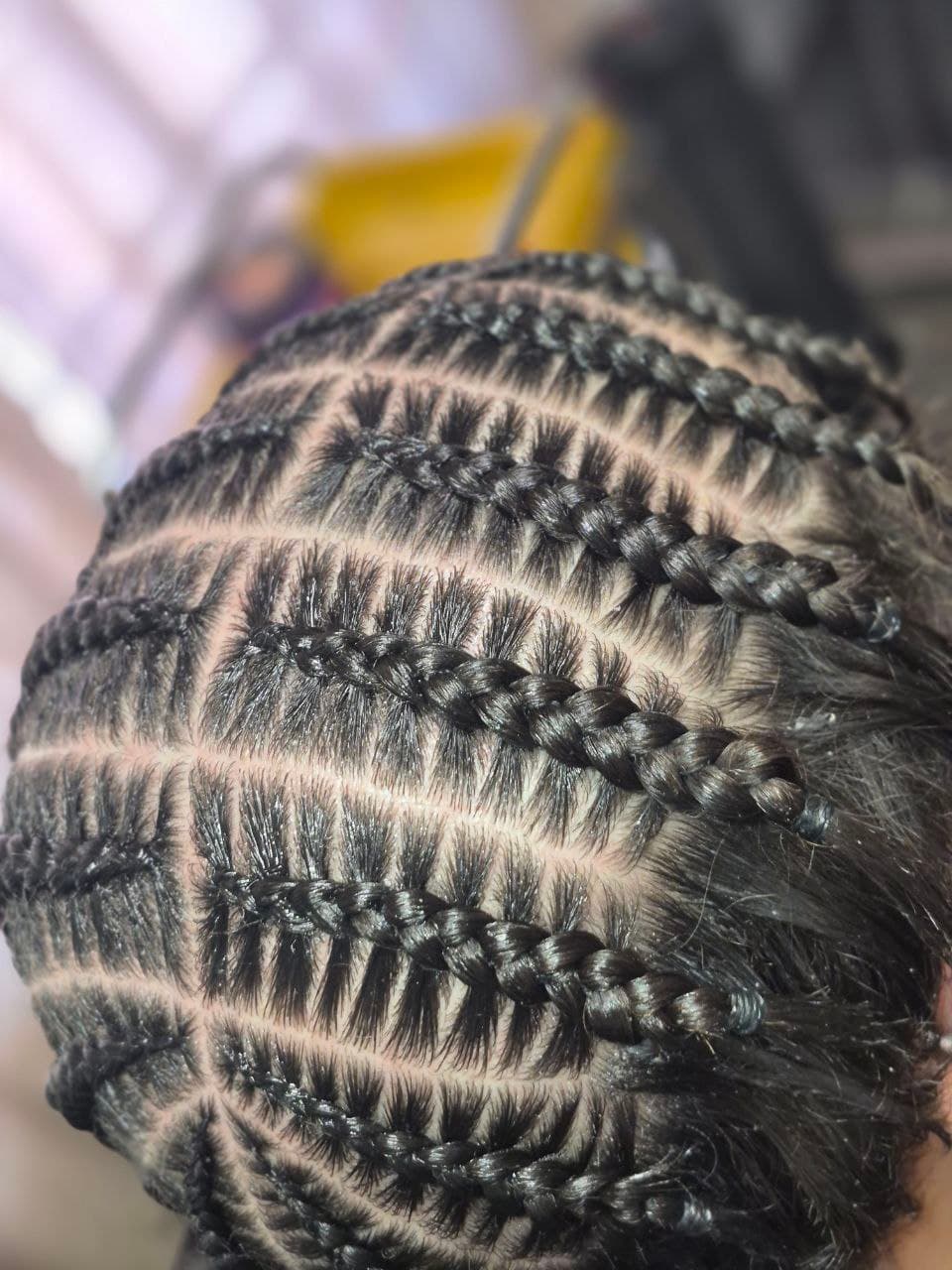 Pop Smoke Stitch Braids protective style - Tucson hair braiding by Milly's FAB